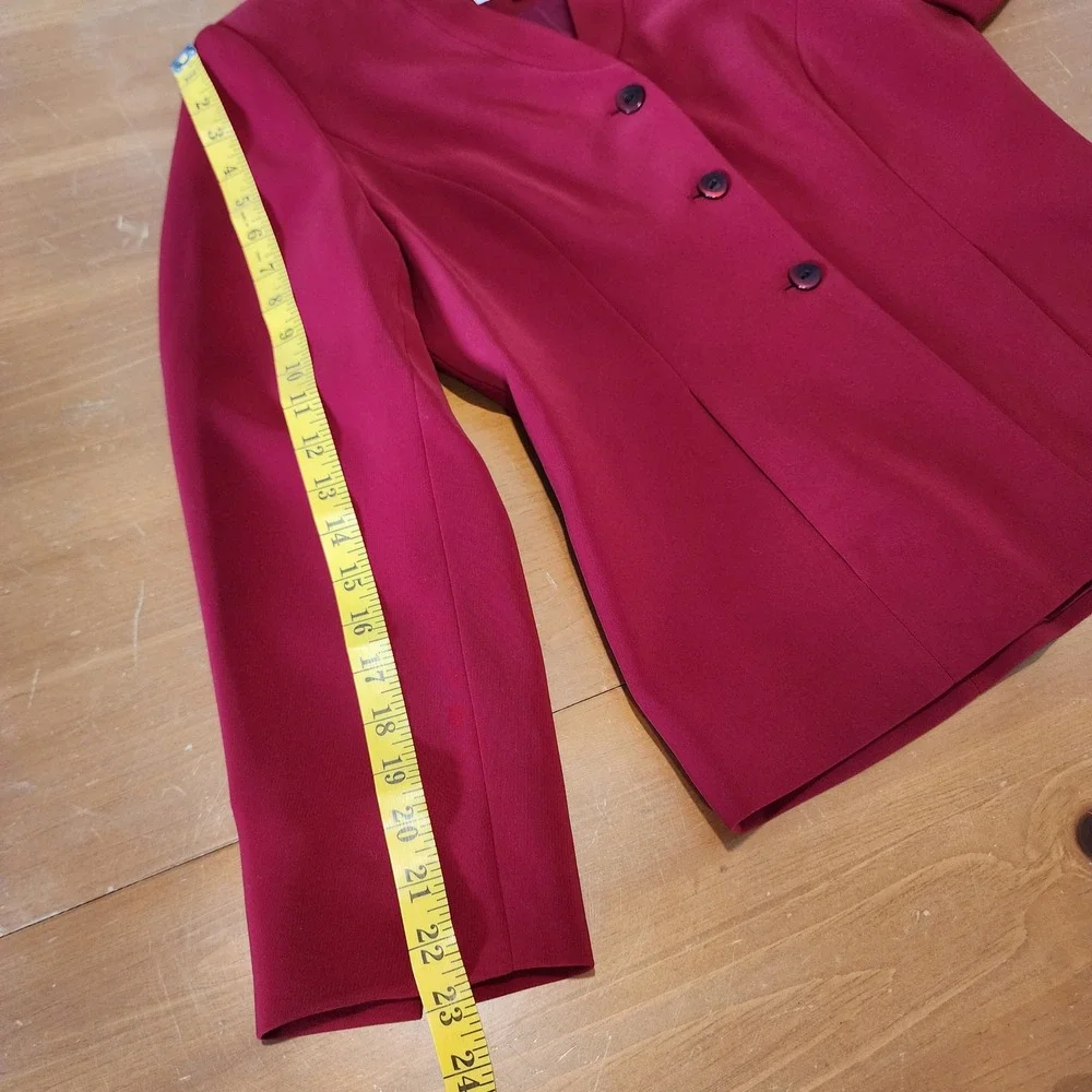 Kasper ASL 2pc Blazer + Skirt Suit Set Womens 10P Red Business Career Officecore